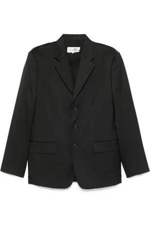 Maison Margiela Homme, Vestes, Noir, Taille: M Veste Noire Boutonnée avec Épaulettes