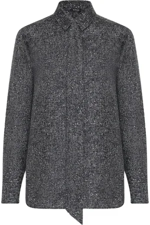 Kiton Femme, Blouses et Chemises, Gris, Taille: 42 FR Chemise en Soie à Effet Lamé