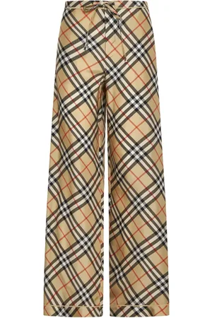 Burberry Femme, Pantalons, , Taille: 32 FR Pantalon en Soie à Carreaux