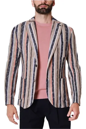 BOB der Bär Homme, Vestes, Multicolore, Taille: L Veste Blazer Rayée en Tricot