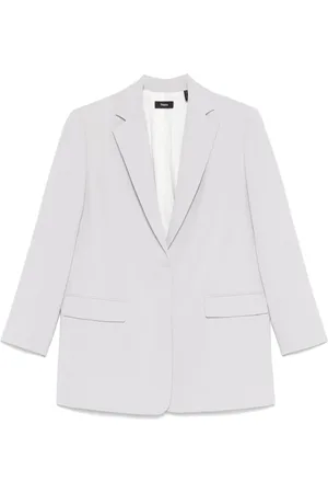 THEORY Femme, Vestes, Gris, Taille: 36/38 FR Veste Grise Boutonnée avec Épaulettes