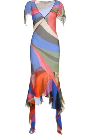 Emilio Pucci Femme, Robes, Multicolore, Taille: 36 FR Robe en soie avec impression Goccia