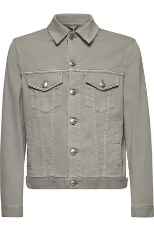 Brunello Cucinelli Homme, Vestes, Gris, Taille: M Chemise en Denim Vert avec Poches