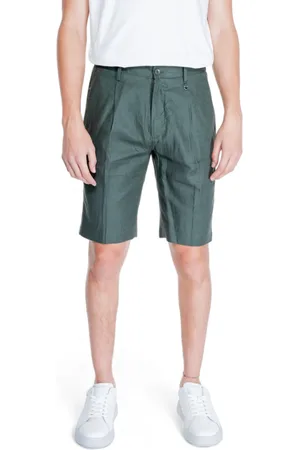 Antony Morato Homme, Shorts, Vert, Taille: M Shorts en Mélange de Lin Vert à Fermeture Éclair pour Homme