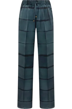 Kiton Femme, Pantalons, Gris, Taille: 38 FR Pantalon en Soie à Cordon de Serrage et Imprimé Géométrique