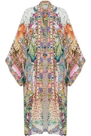 Camilla Femme, Robes, Multicolore, Taille: 42 FR Neptune Fleurs Kimono Couche avec Col