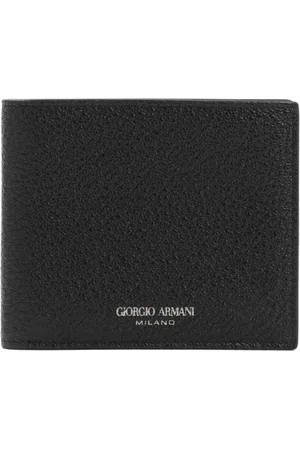Giorgio Armani Homme, Accessoires, Noir, Taille: ONE Size Portefeuille Bi-fold en Cuir Noir