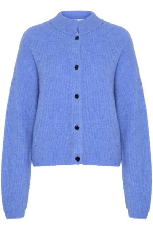 Gestuz Femme, Pulls, Bleu, Taille: 42 FR Gilet Court - Melange Wedgewood