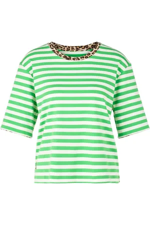 Marc Cain Femme, Tops, Vert, Taille: 38 FR T-shirt à rayures avec manches 3/4