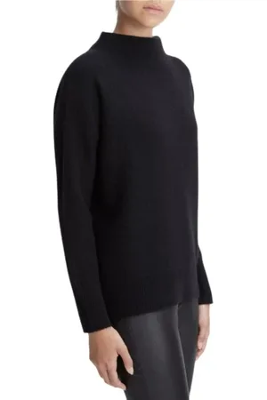 Vince Femme, Pulls, Noir, Taille: 42 FR Pull en Cachemire à Col Montant