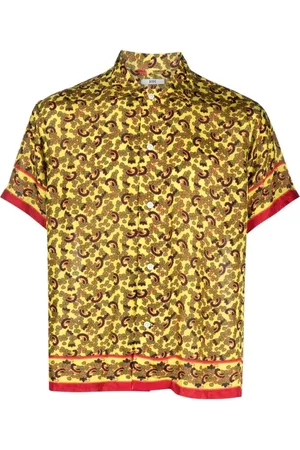 BODE Homme, Chemises, Jaune, Taille: S/M Chemise jaune à manches courtes Paisley