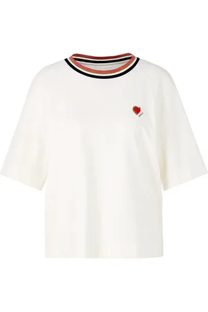 Marc Cain Femme, Tops, Blanc, Taille: 38 FR T-shirt court à rayures