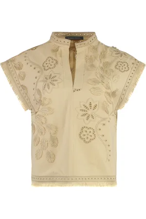 Alberta Ferretti Femme, Blouses et Chemises, , Taille: 36 FR Haut en Coton Brodé Floral