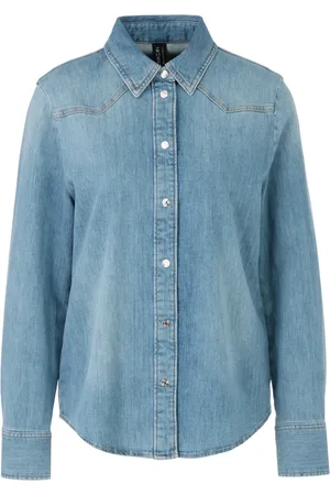 Marc Cain Femme, Chemises, Bleu, Taille: 38 FR Chemisier en Denim Usé