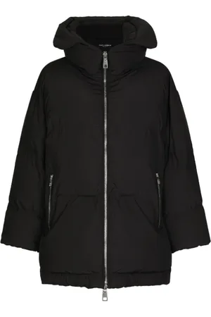 Dolce & Gabbana Femme, Manteaux, Noir, Taille: 38 FR Doudoune Noire avec Col Montant
