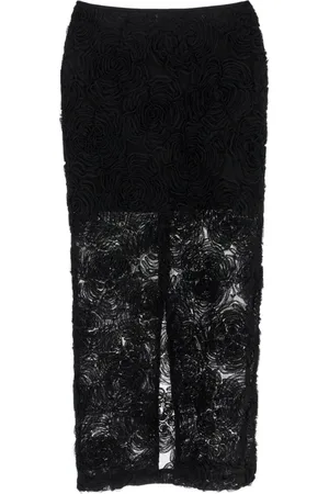 ROTATE Femme, Jupes, Noir, Taille: 38 FR Jupe Crayon en Maille Florale
