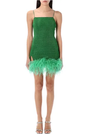 Oseree Femme, Robes, Vert, Taille: 40 FR Mini Robe Émeraude à Plumage
