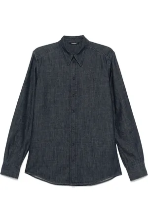 Dolce & Gabbana Homme, Chemises, Bleu, Taille: XL Chemise Denim avec Patch Logo