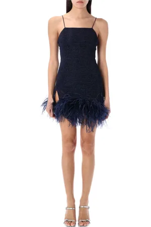 Oseree Femme, Robes, Noir, Taille: 40 FR Robe Mini Lumiere Plumage Bleu Nuit
