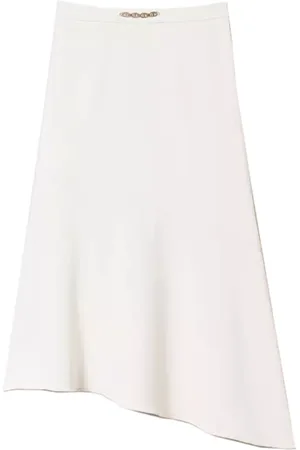 Twin-Set Femme, Jupes, Blanc, Taille: 40 FR Jupe Asymétrique en Crêpe avec Détail de Chaîne