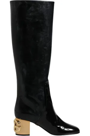 Dolce & Gabbana Femme, Chaussures, Noir, Taille: 36 EU Bottes Hautes avec Détails Logo en Noir