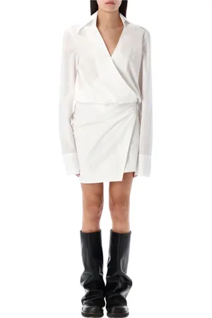 The Attico Femme, Robes, Blanc, Taille: 36 FR Robe Chemise Mini à Rayures Blanche