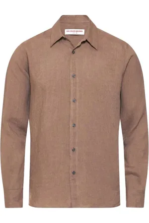 Orlebar Brown Homme, Chemises, Brun, Taille: XL Chemise de lin prune pour les vacances