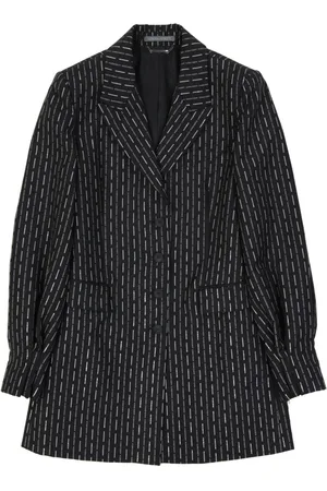Alberta Ferretti Femme, Vestes, Noir, Taille: 36 FR Veste Longue en Laine Noire Design Élégant