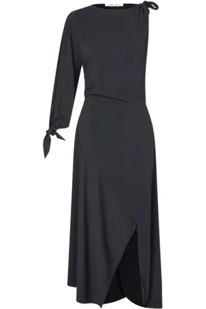 Samsøe Samsøe Femme, Robes, Noir, Taille: 40 FR Robe Longue Asymétrique avec Jupe Portefeuille