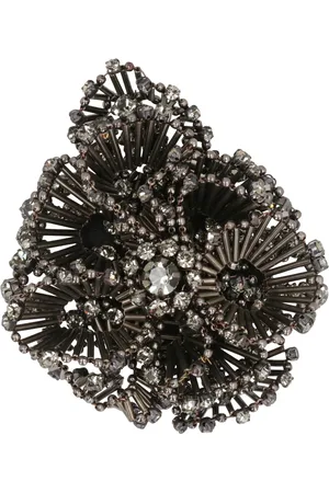 Alberta Ferretti Femme, Accessoires, Gris, Taille: ONE Size Broche en métal floral avec perles décoratives