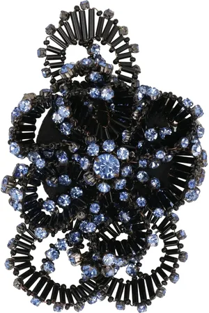 Alberta Ferretti Femme, Accessoires, Noir, Taille: ONE Size Broche en métal floral avec perles décoratives