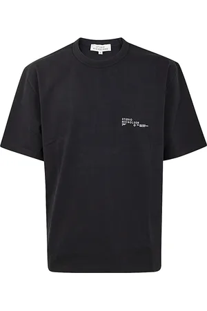 STUDIO NICHOLSON Homme, Tops, Noir, Taille: M T-Shirt Noir Logo Boxy Fit