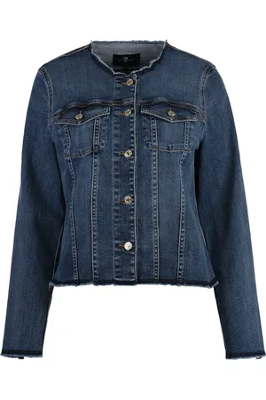 7 for all Mankind Femme, Vestes, Bleu, Taille: 40 FR Veste en jean avec surpiqûres contrastées