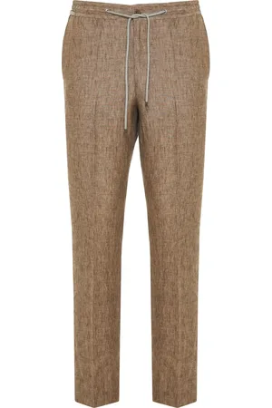 corneliani Homme, Pantalons, Brun, Taille: L Pantalon en lin avec cordon de serrage et poches