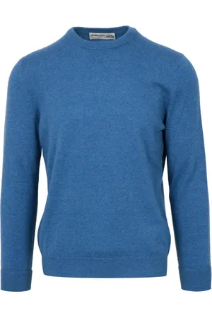 BALLANTYNE Homme, Pulls, Bleu, Taille: XL Pull en Denim de Cachemire Col Côtelé