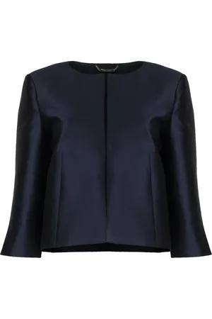Alberta Ferretti Femme, Vestes, Bleu, Taille: 38 FR Veste Mikado en Soie avec Poignets Fendus