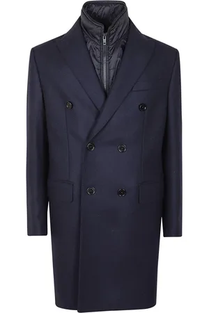 FAY Homme, Manteaux, Bleu, Taille: M Manteau Bleu en Laine et Cachemire avec Gilet Amovible