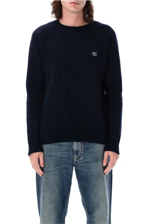 VALENTINO GARAVANI Homme, Pulls, Bleu, Taille: XL Pull en laine avec broderie VLogo