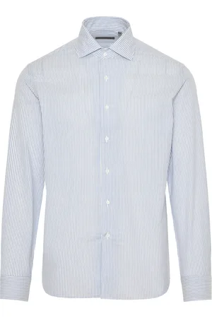 corneliani Homme, Chemises, Bleu, Taille: 3XL Chemise rayée en coton et soie fabriquée en Italie
