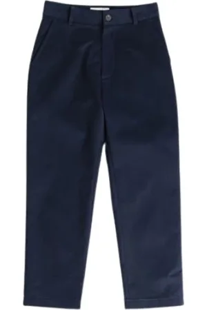 STUDIO NICHOLSON Homme, Pantalons, Bleu, Taille: S Pantalon en Coton Bleu Marine à Jambe Droite