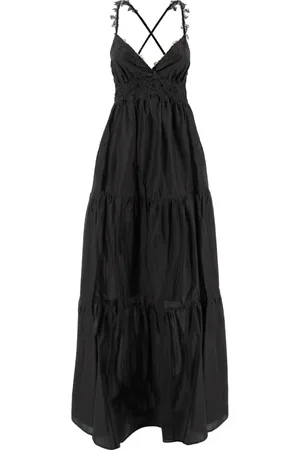 ERMANNO SCERVINO Femme, Robes, Noir, Taille: 38 FR Robe Longue en Dentelle Florale avec Volants
