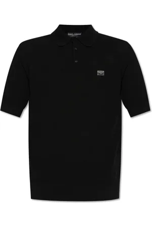 Dolce & Gabbana Homme, Tops, Noir, Taille: 2XL Polo avec application présentant un logo gravé