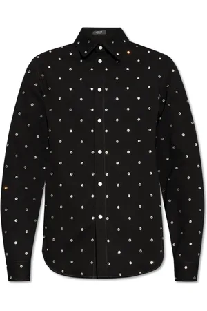 VERSACE Homme, Chemises, Noir, Taille: M Chemise en denim avec cristaux scintillants