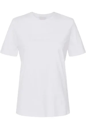 Elisabetta Franchi Femme, Tops, Blanc, Taille: 44 FR T-shirt en jersey avec logo brodé