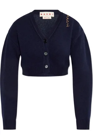 Marni Femme, Pulls, Bleu, Taille: 38 FR Cardigan Court en Cachemire