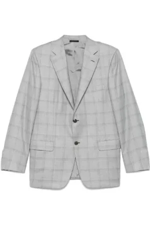 BRIONI Homme, Vestes, Gris, Taille: 2XL Blazer à Carreaux avec Fermeture à Boutons