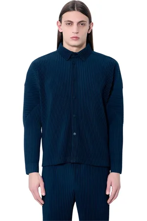 Issey Miyake Homme, Chemises, Bleu, Taille: XL Chemise plissée à manches longues