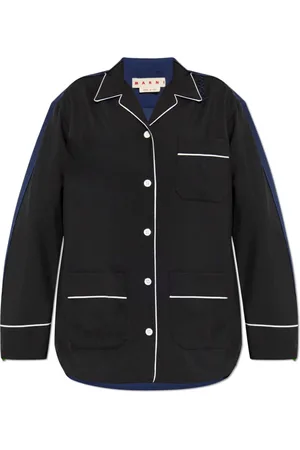 Marni Femme, Blouses et Chemises, Noir, Taille: 36 FR Chemise en laine à effet vintage