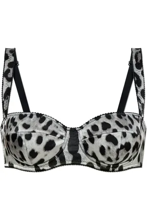 Dolce & Gabbana Femme, Sous-vêtements, Gris, Taille: 95B FR Soutien-gorge en soie à imprimé animal