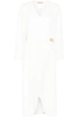 Twin-Set Femme, Robes, Blanc, Taille: 38 FR Robe Jupe Plissée Blanche
